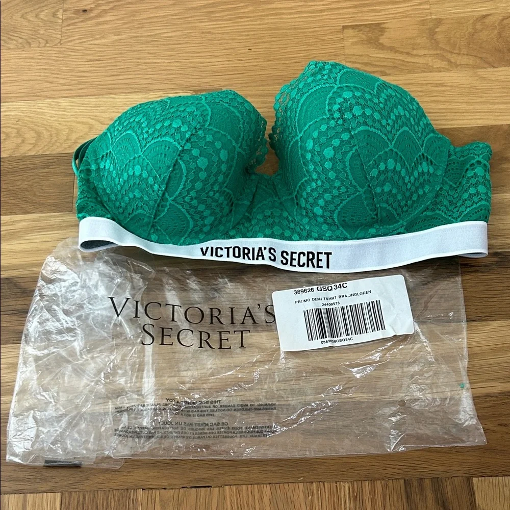NWT Victoria's Secret Teal Lace Bra size 34C - Picture 7 of 8